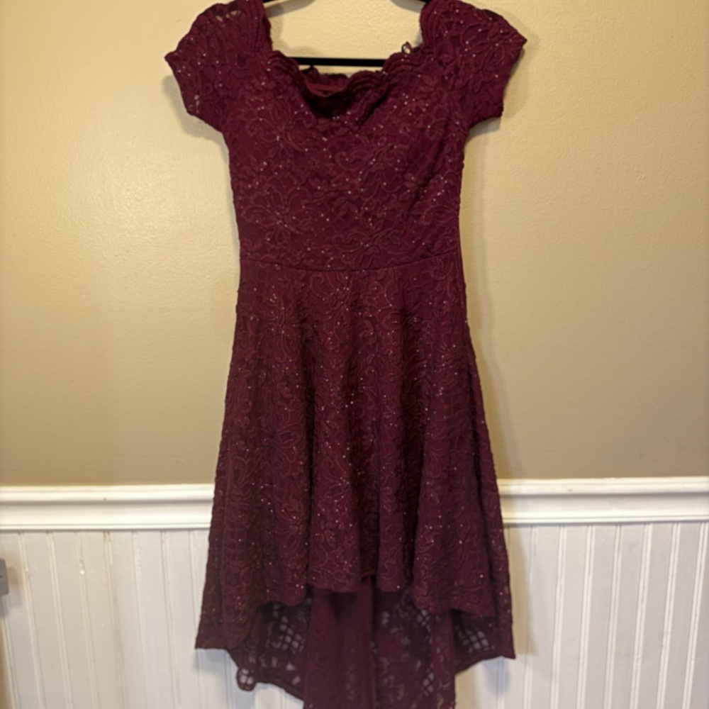 City Studio Eggplant Asymmetrical High-Low Dress